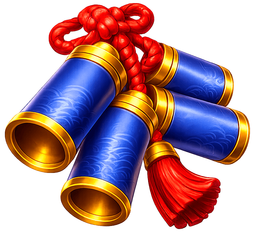 Fogos de artifício que representam símbolo de menor valor na tabela de pagamentos do Jogo do Tigrinho